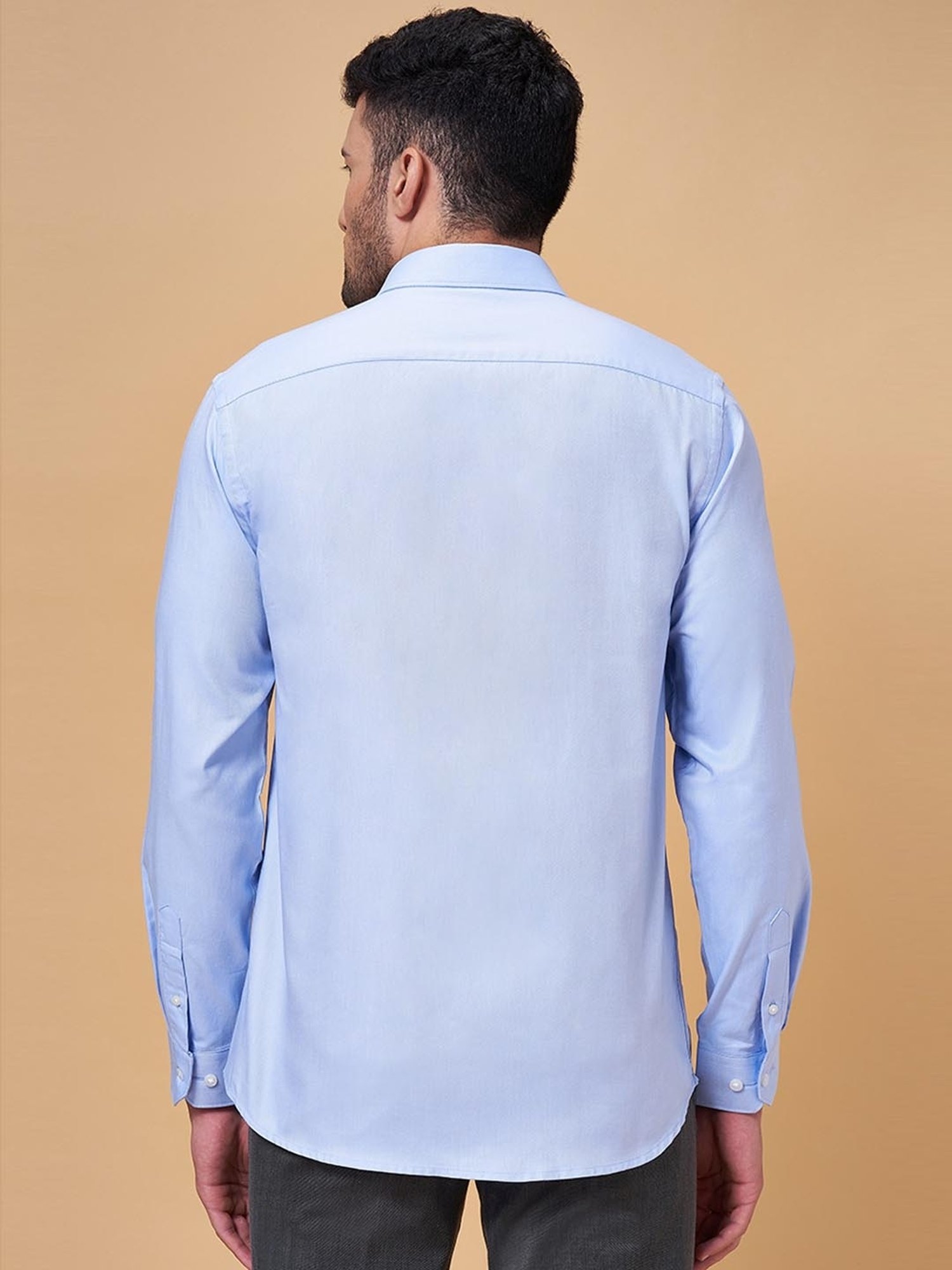 Peregrine by Pantaloons Light Blue Cotton Slim Fit Shirt