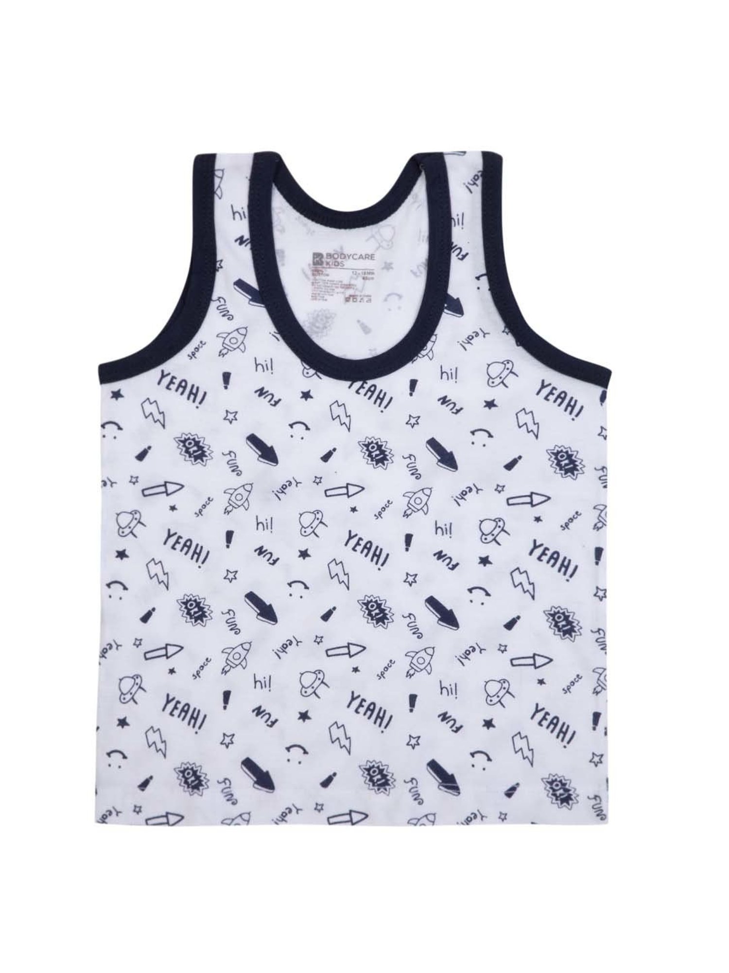 Bodycare Kids Multicolor Printed Vest (Pack of 3) - Assorted