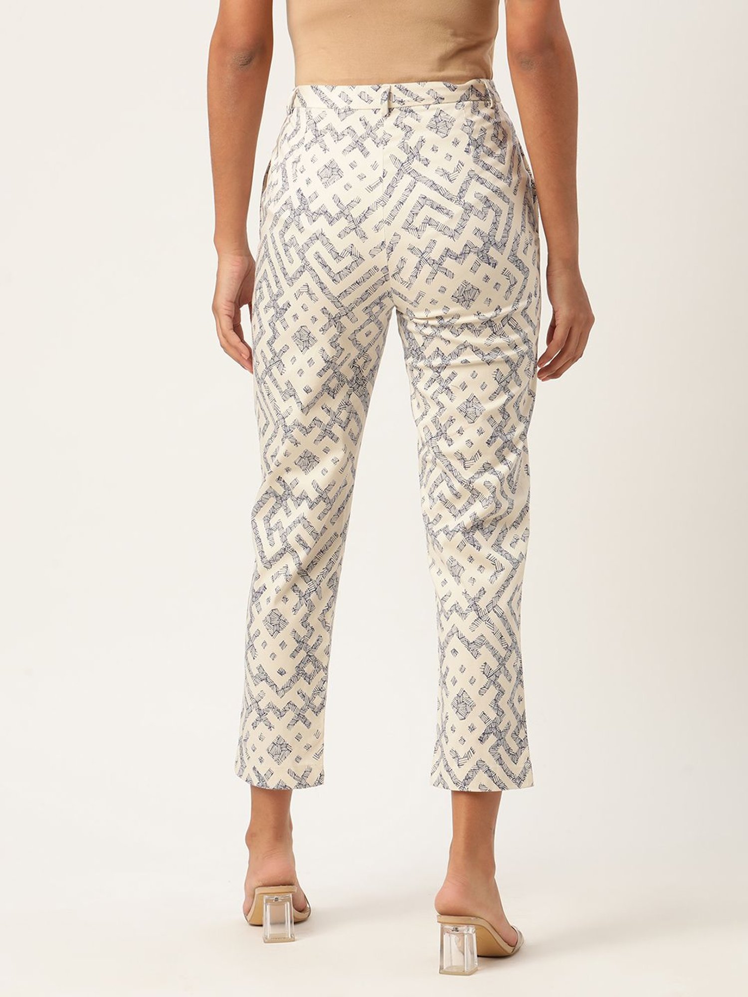 Rooted White Printed Trousers