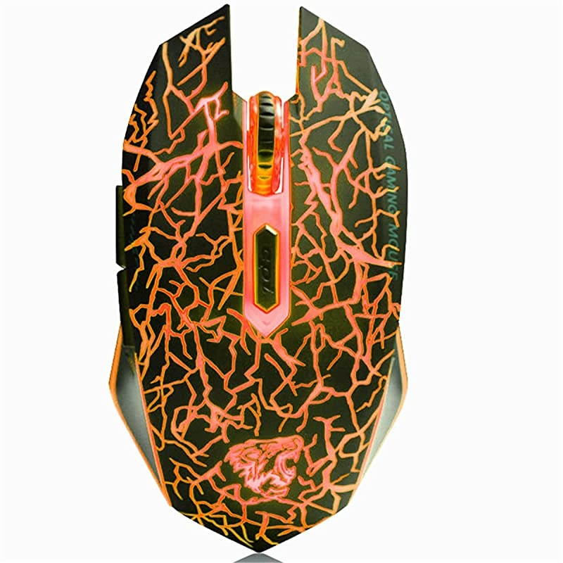 C10 Wireless Gaming Mouse Rechargeable Silent Optical Mice 7 Colors LED Lights, 7 Buttons 2400/1600/800DPI (Black)