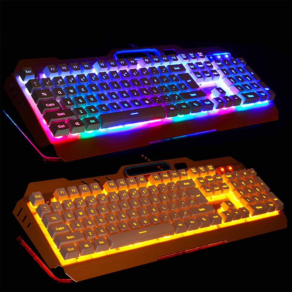 UrChoiceLtd 2017 Technology Orange Yellow LED Backlit Multimedia Ergonomic Usb Gaming Keyboard with a Phone Stand and Lighter Stand + 2000DPI Gaming Mouse + Gaming Mouse Pad For Laptop Computer