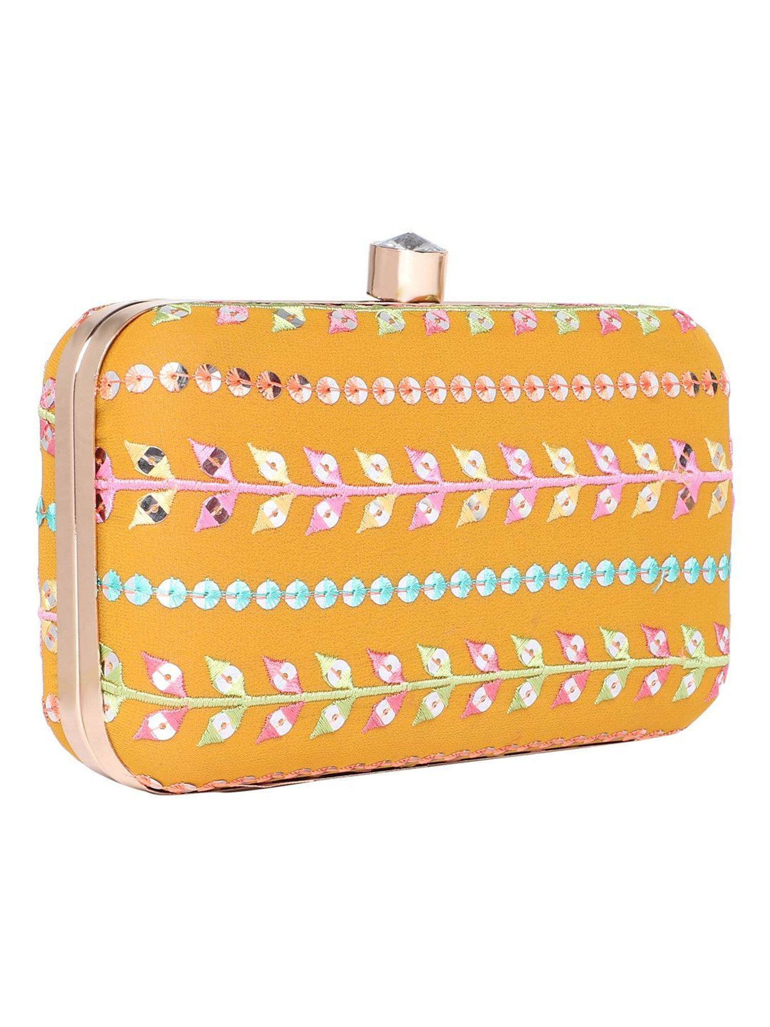 Horra Orange Embellished Clutch