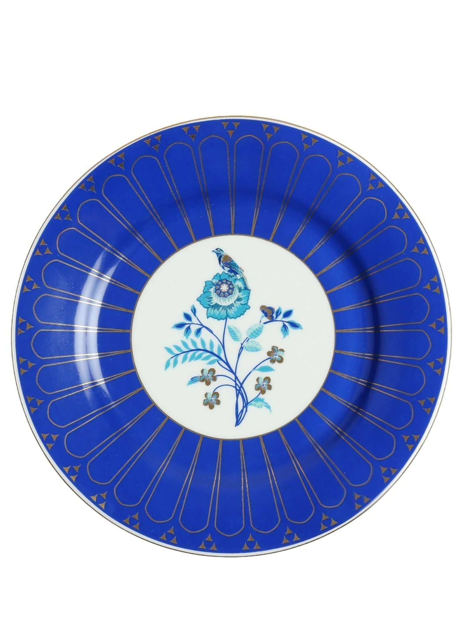 India Circus Floral Blue Bone China Dinner Set - Set Of 20