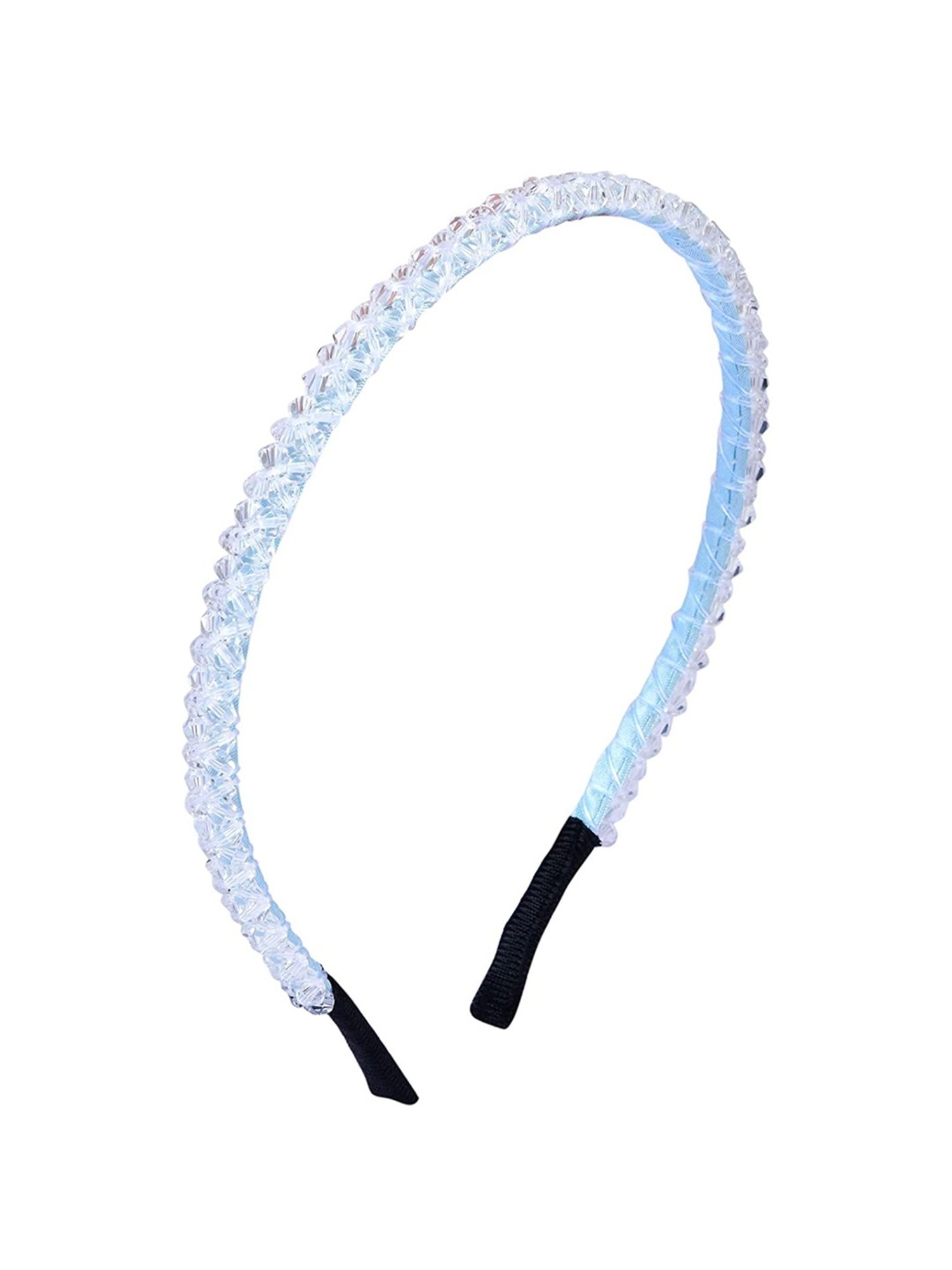 OOMPH Sea Blue Crystal Studded Party Thin Hair Band