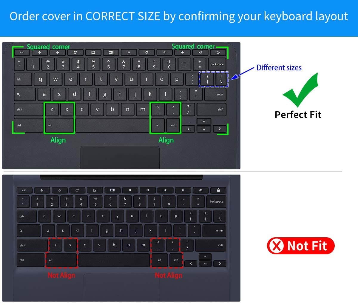 CaseBuy Premium Keyboard Cover for 2020 HP Chromebook 11 11a-na0010nr/na0021nr/na0030nr/na0040nr/na0050nr/na0060nr HP Chromebook 11A G8 Chromebook x360 11 G3 EE Chromebook X360 12b-ca0010nr Mint