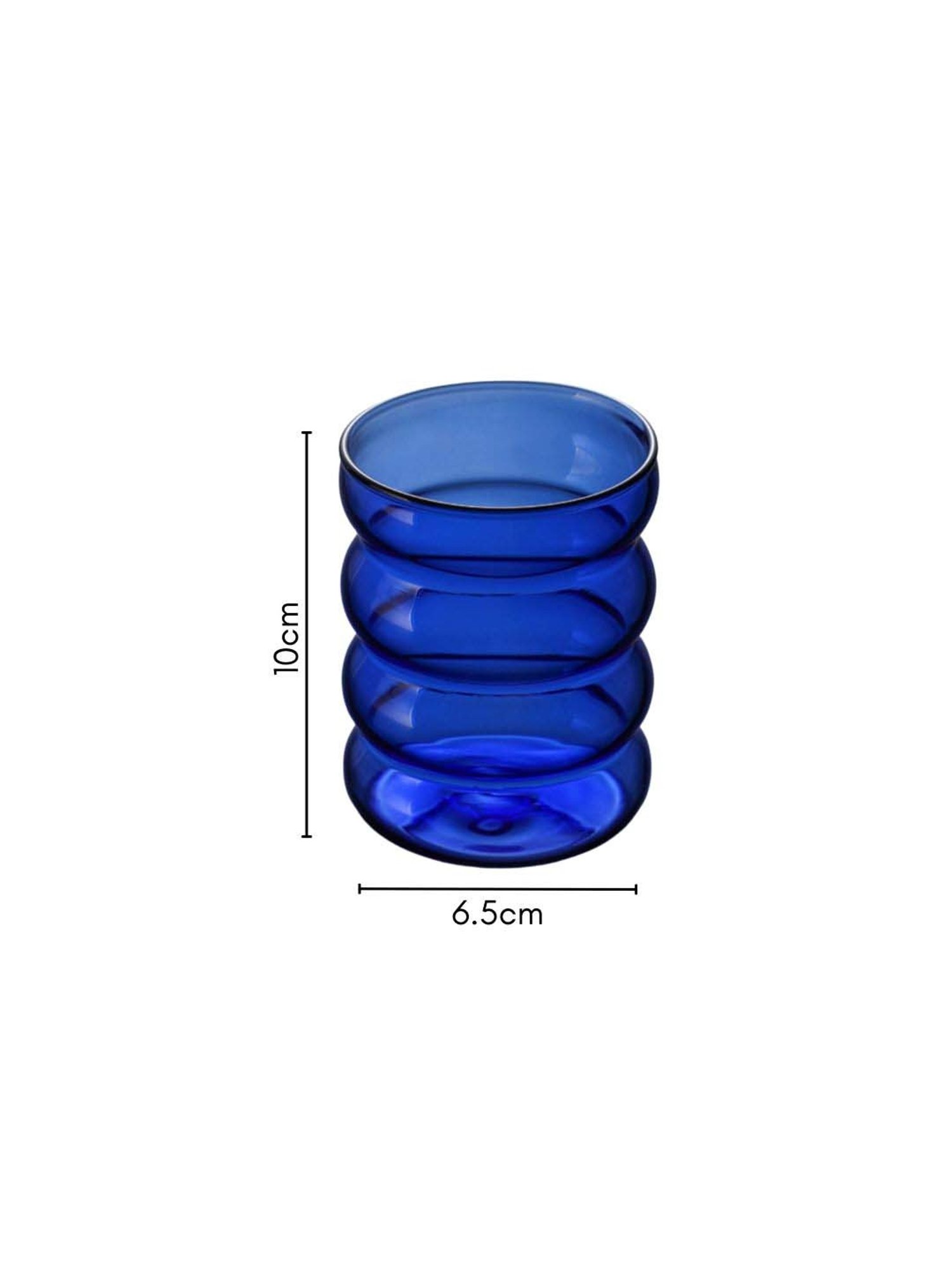 Nestasia premium quality blue borosilicate rippled puffy glass for serving drinks to guest(250 ml)