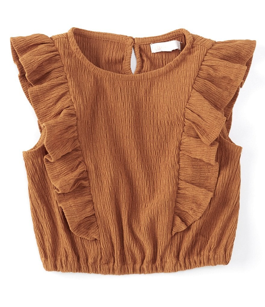 GB Girls Little Girls 2T-6X Ruffle Textured Blouse