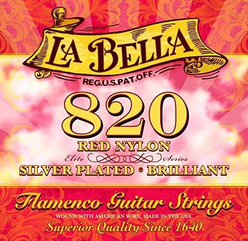 la bella 820 red classical guitar nylon strings, flamenco sets  medium tension  silverplated wound basses  designed for flamenco player
