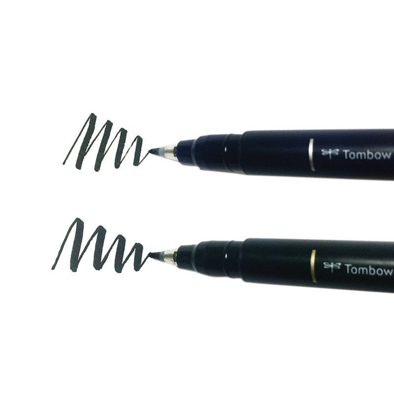 2pk Tombow Fudenosuke Calligraphy Fine Point Brush Pens - Black