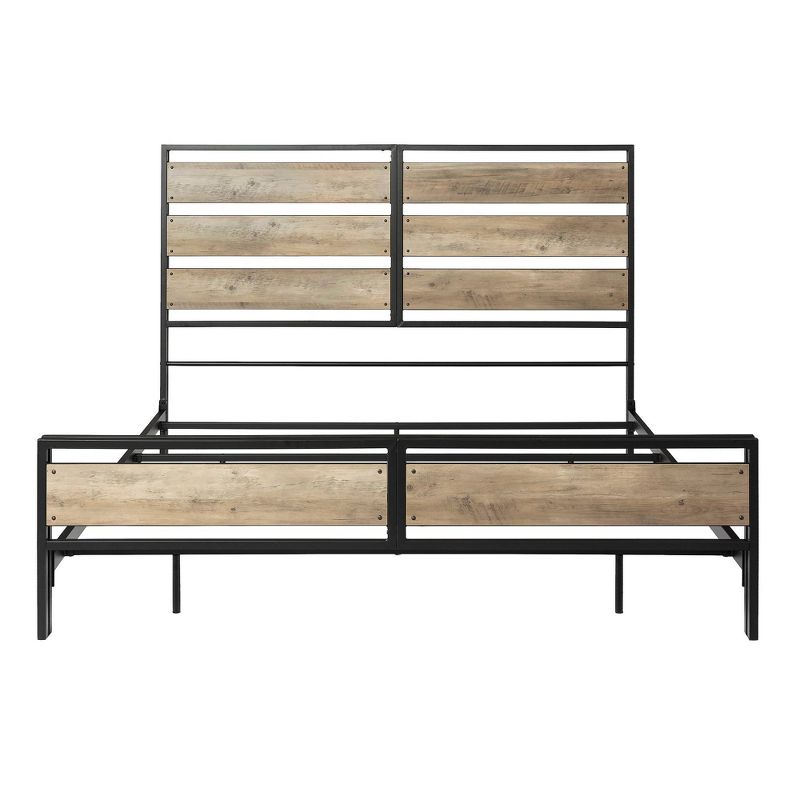 King Urban Chic Metal and Wood Plank Bed Gray Wash - Saracina Home