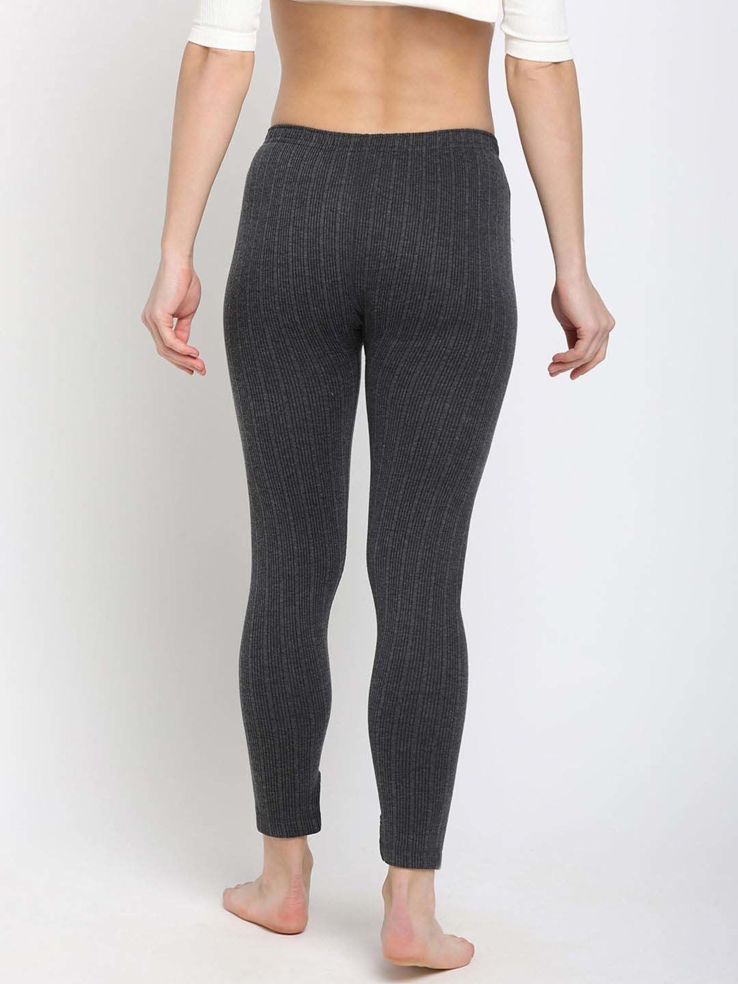 Dixcy Slimz Charcoal Melange Striped Thermal Pants