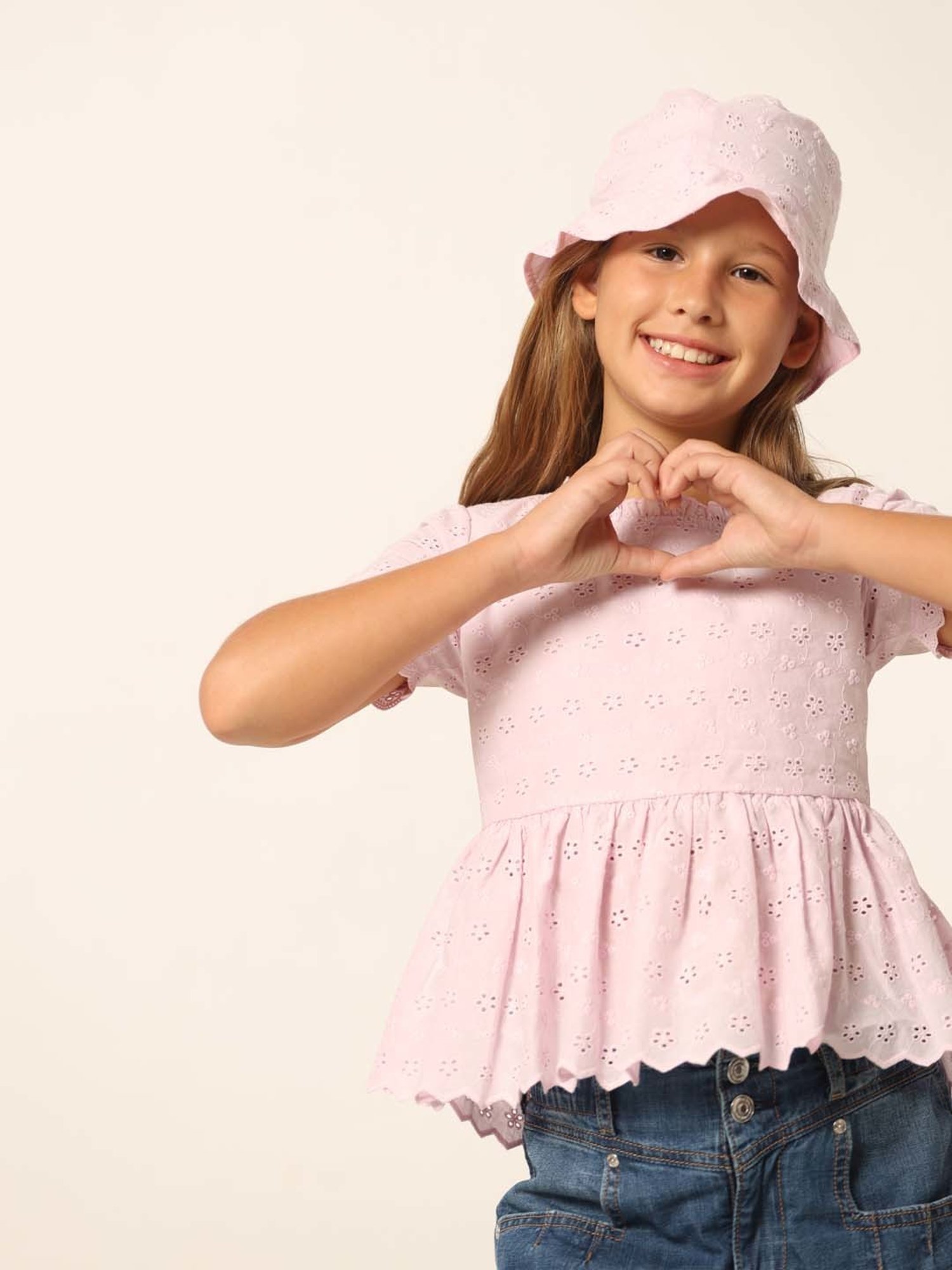 VERO MODA GIRL Pink Cotton Regular Fit Top