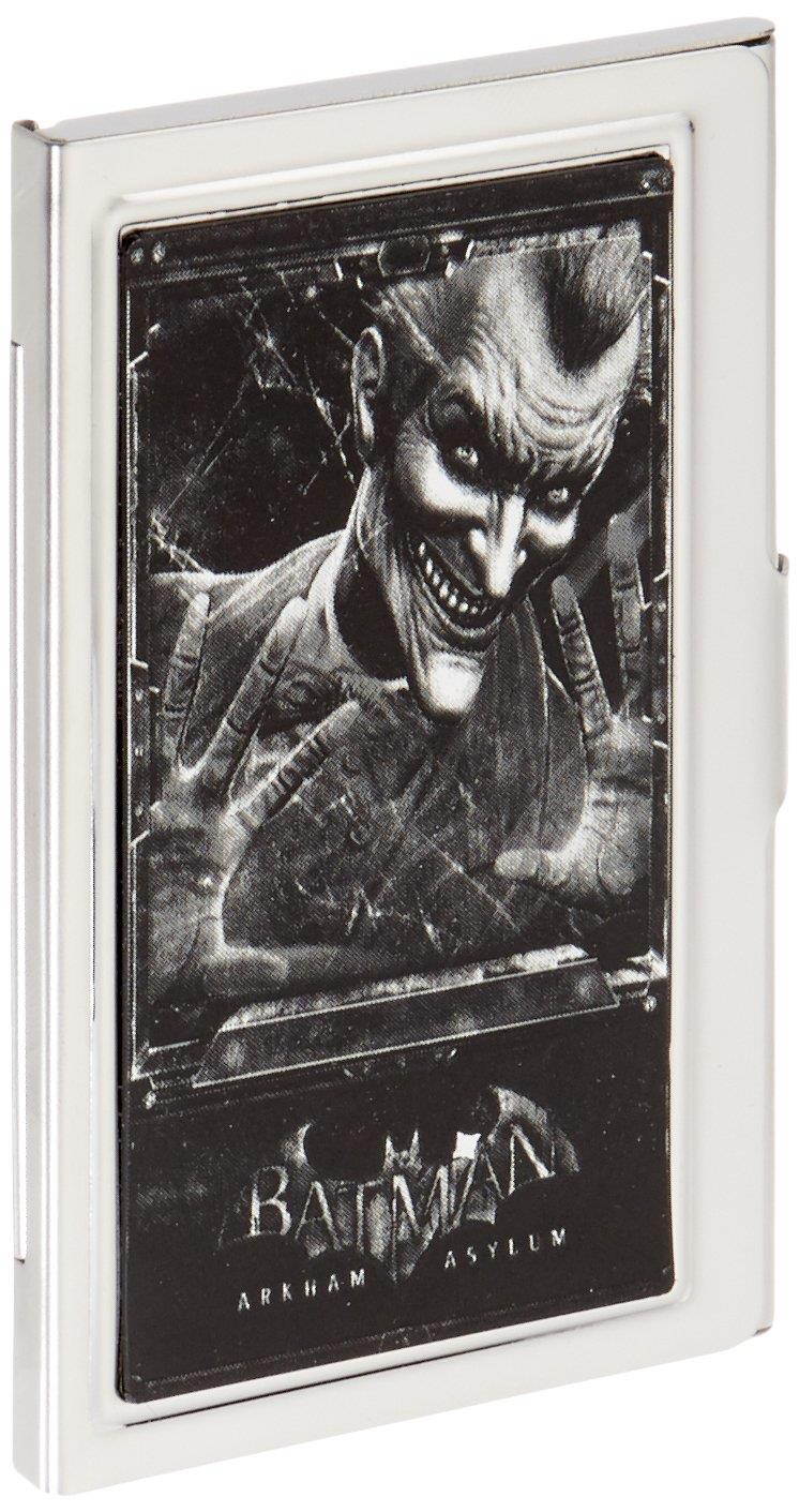 Buckle-Down Business Card Holder - BATMAN ARKHAM ASYLUM Joker Pose Brushed Silver - Small