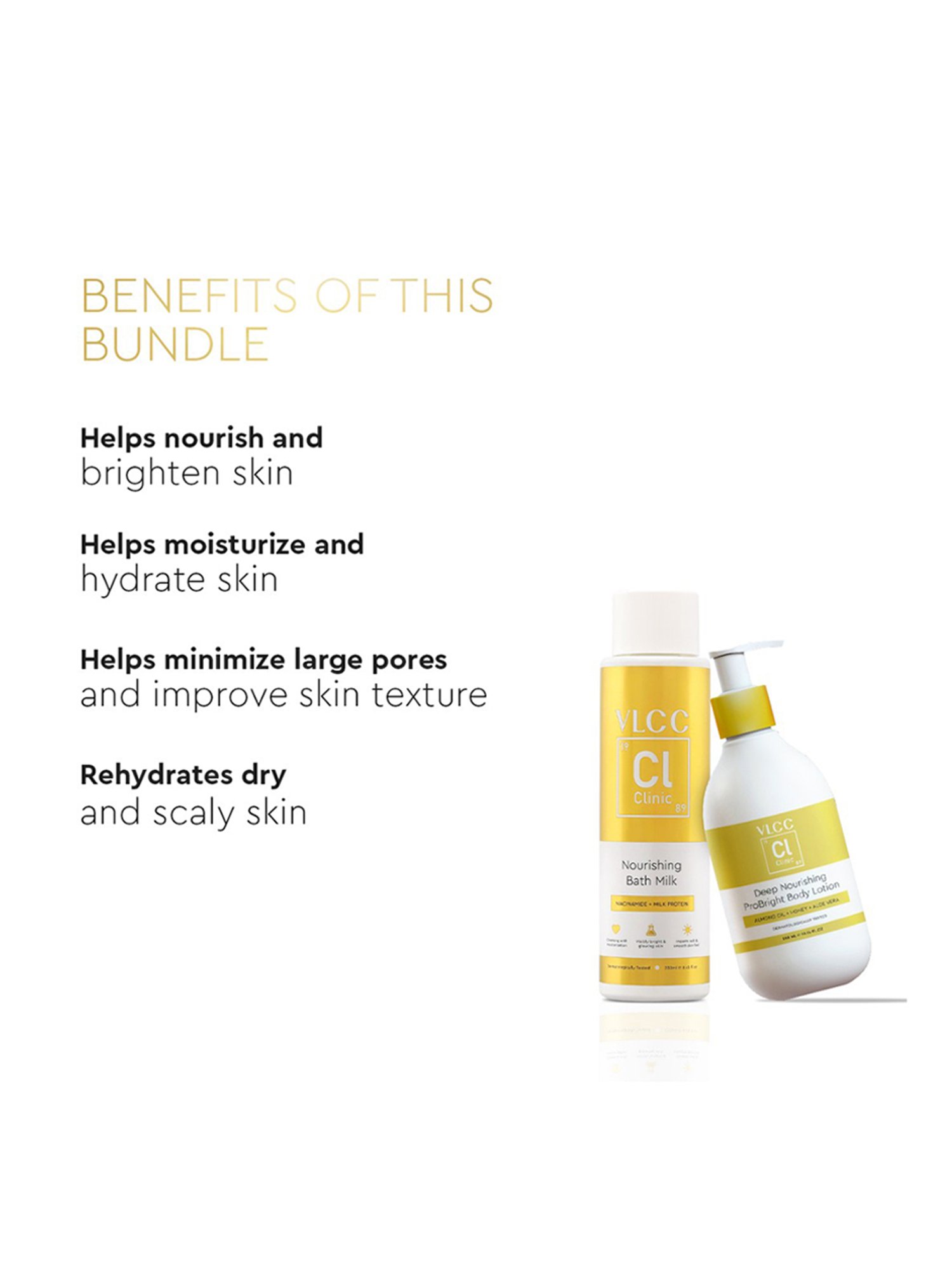 VLCC Clinic Nourishing Bath Milk & ProBright Body Lotion Combo