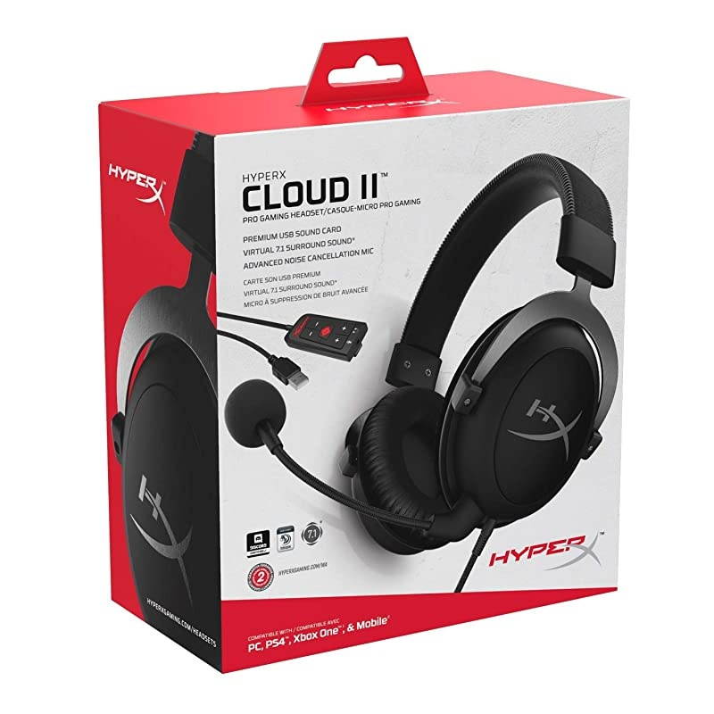 Cloud II Gaming Headset 71 Surround Sound Memory Foam Ear Pads Durable Aluminum Frame Detachable Microphone Works with PC PS4 Xbox One Gun Metal