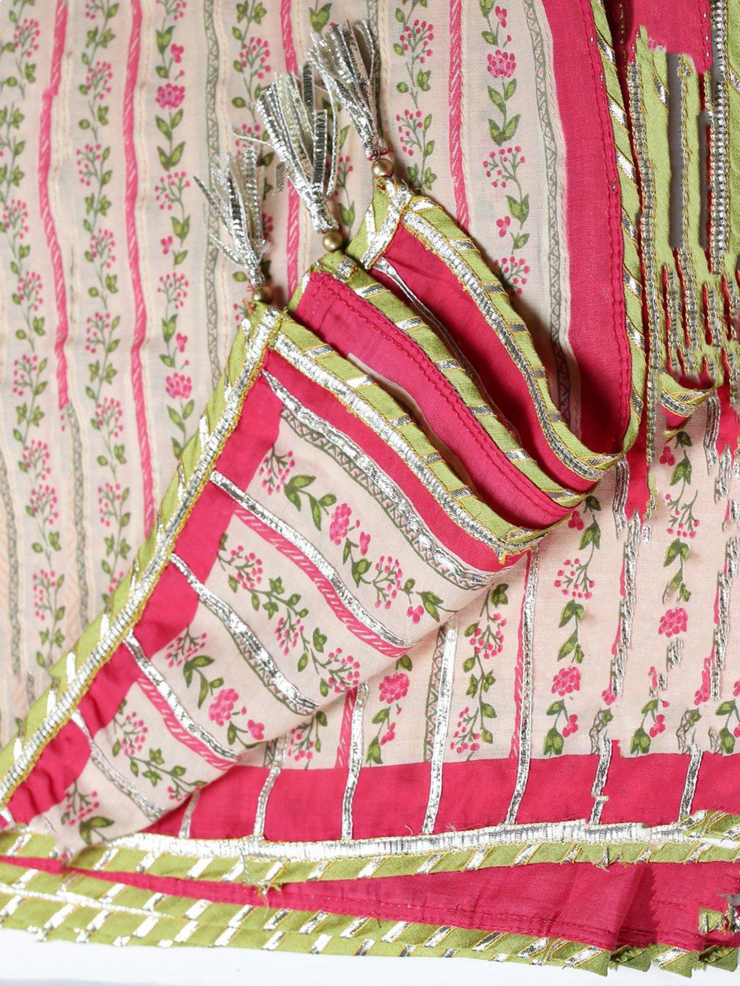 Biba Red & Peach Printed Kurta With Sharara & Dupatta