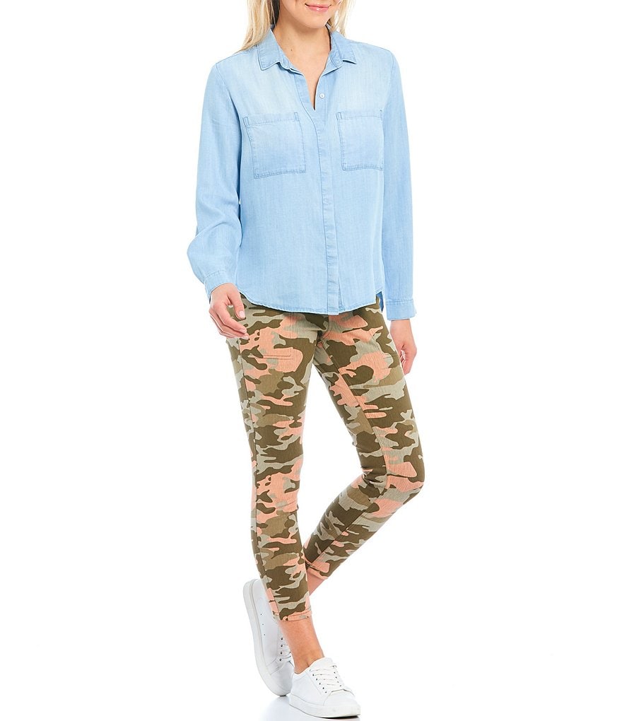 HUE Summer Camo Denim High Rise Skimmer Leggings