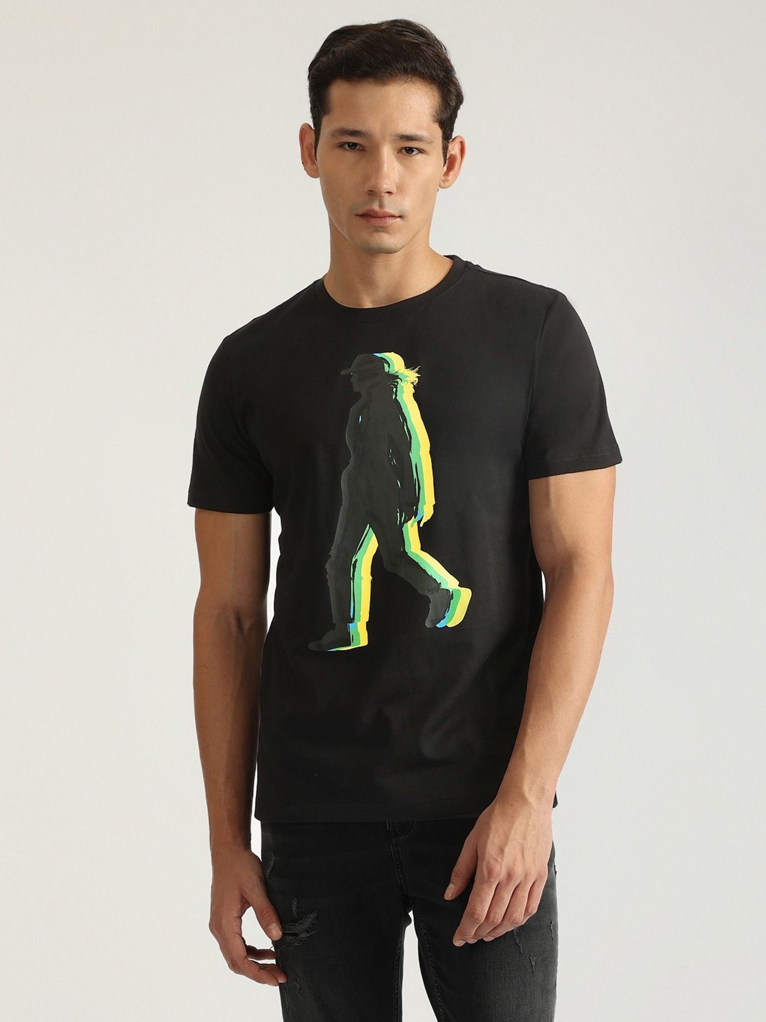 Antony Morato Black Pure Cotton Regular Fit Printed T-Shirt