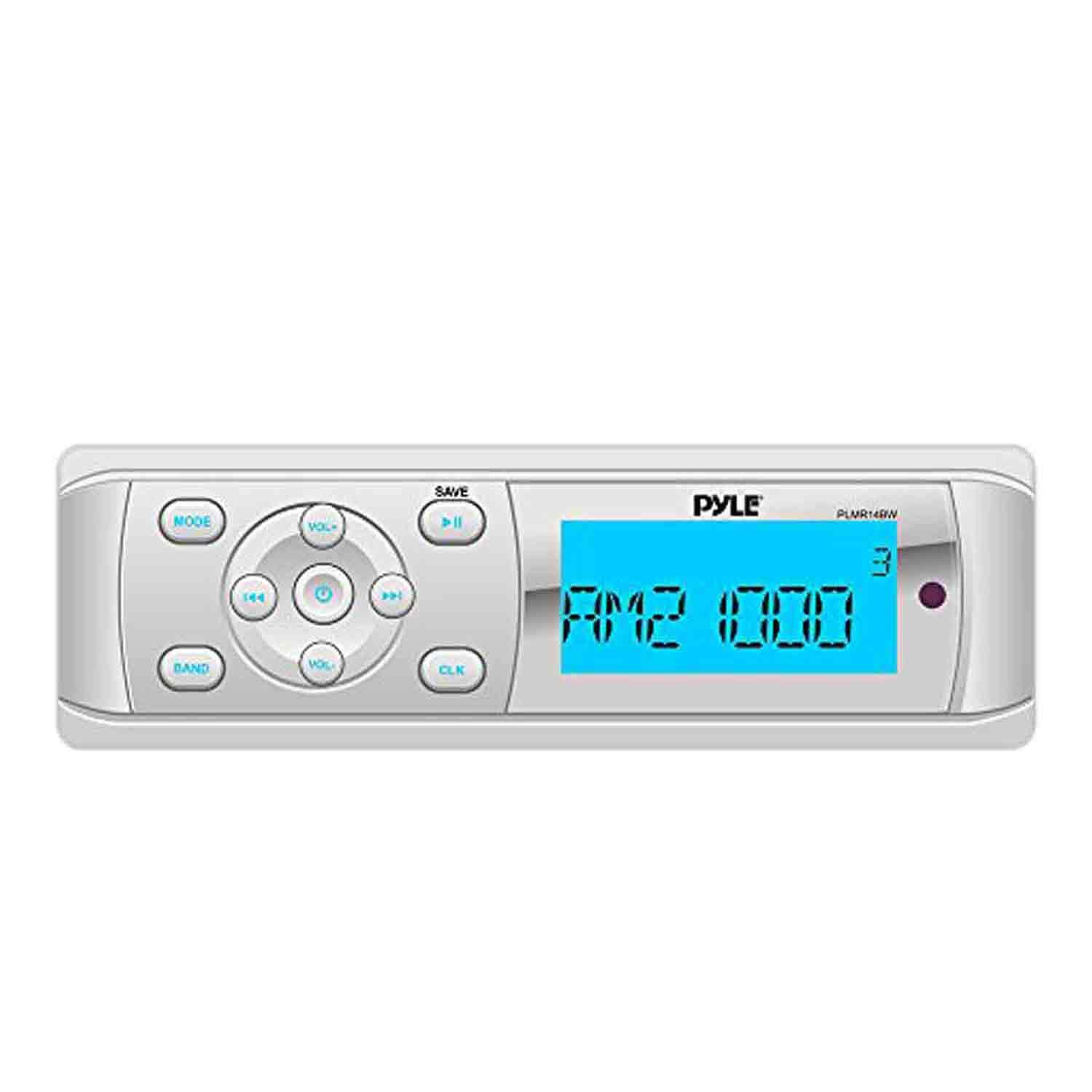 Pyle PLMR14BW Universal BT Marine Stereo Radio Receiver With Pyle PLMR6LEW 6.5" WP Marine SPKR w/Built-in Multi-Color LED Lights(2-Pairs), Enrock Marine Antenna & Enrock Marine 50' 16G SPKR Wire