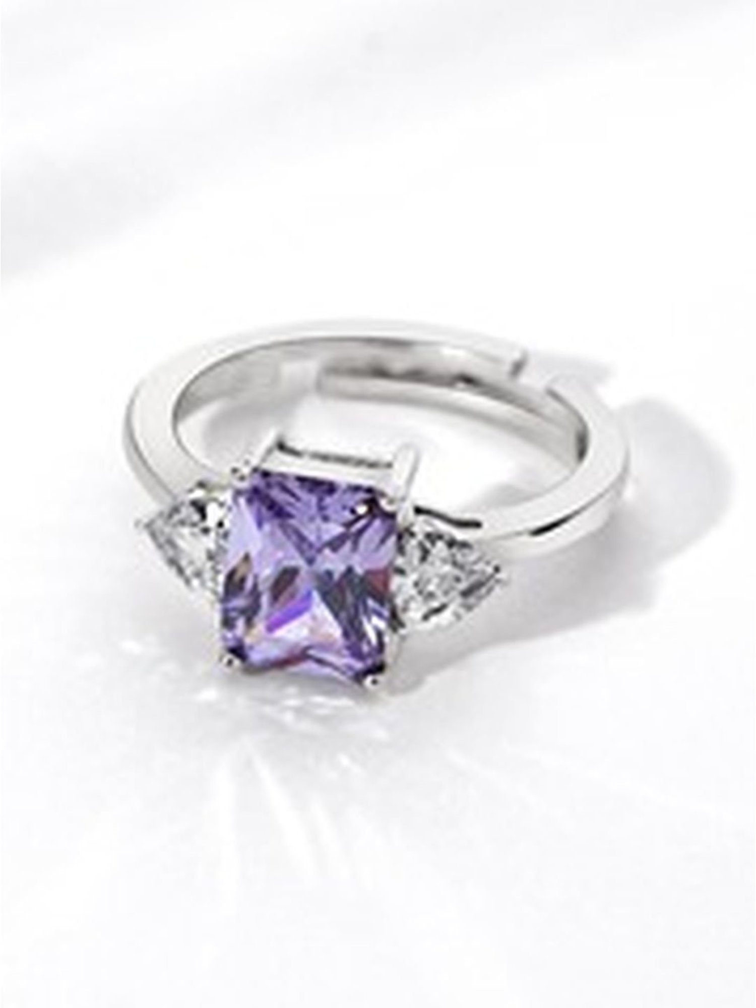 March by FableStreet 92.5 Sterling Silver Lavender Statement Ring for Women