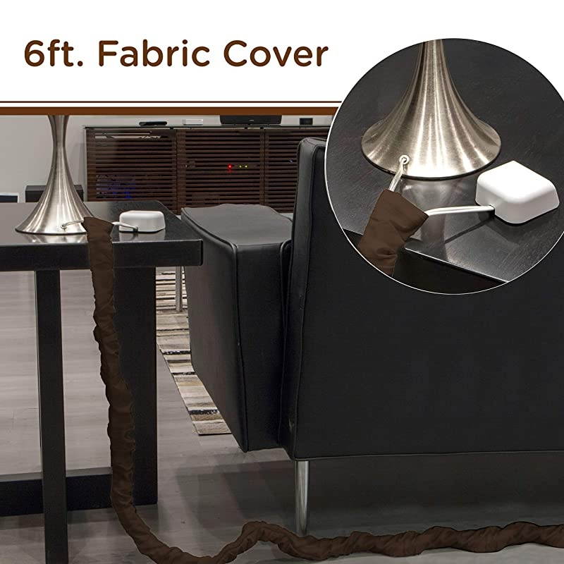 Chocolate Brown Fabric Cord Cover 2 Pack 6 ft Hides Lamps Light Fixtures and Desks Cable Management Easy Installation 48657