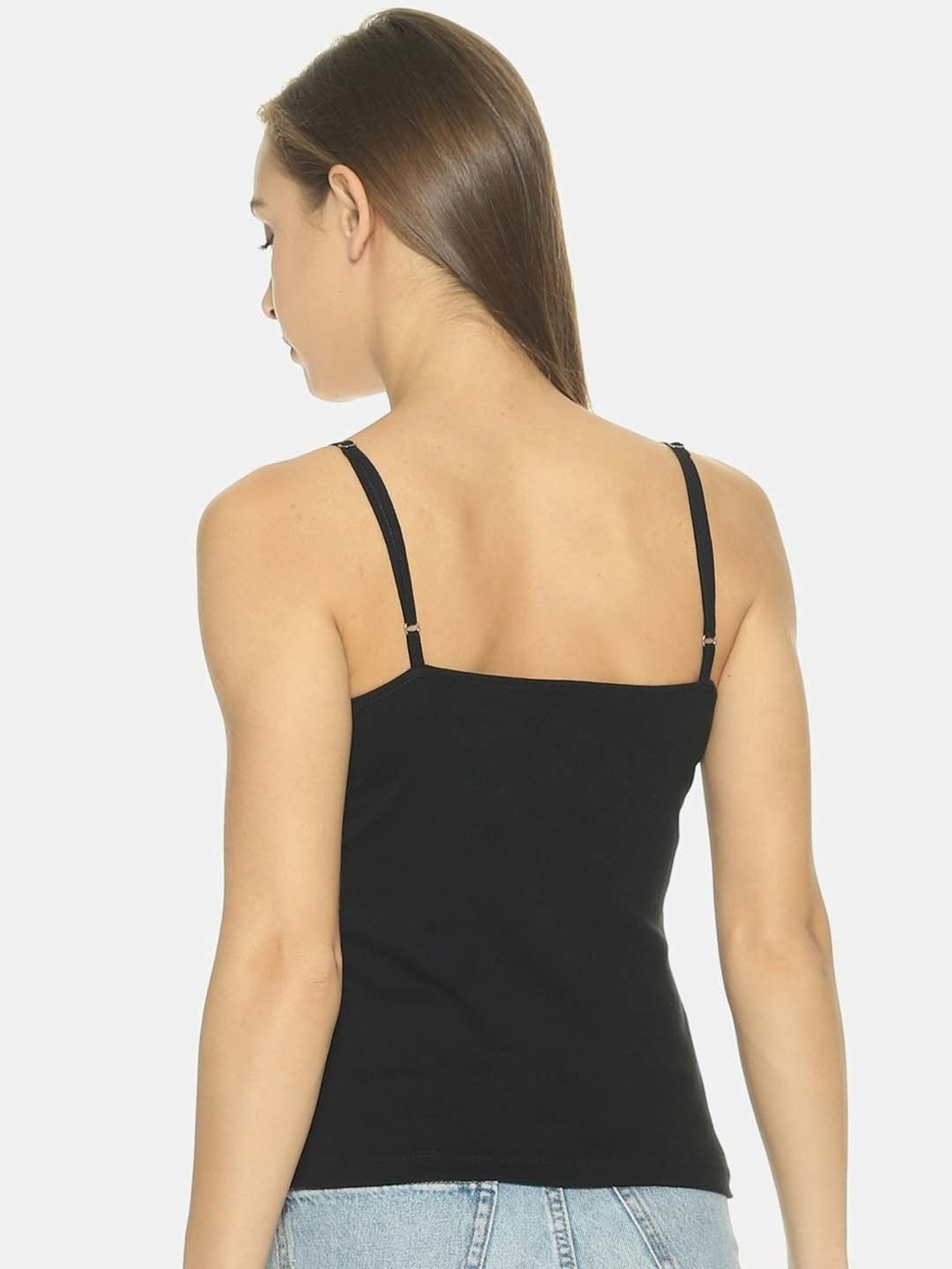 TWIN BIRDS Black & White Cotton Camisole - Pack Of 3