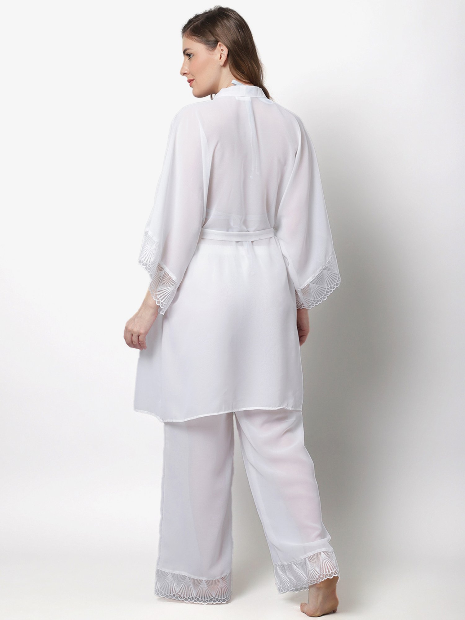 Erotissch White Plain Beachwear Co-Ord Set