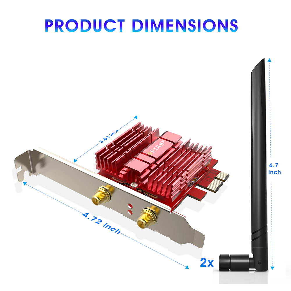 EDUP WiFi 6 Card AX 3000Mbps PCIe Network Card AX200 802.11AX 2.4Ghz/5.8Ghz with Bluetooth 5.0 & Heat Sink Wireless PCI Express Wi-Fi Adapters Dual Band Antenna for Windows 10 64-bit