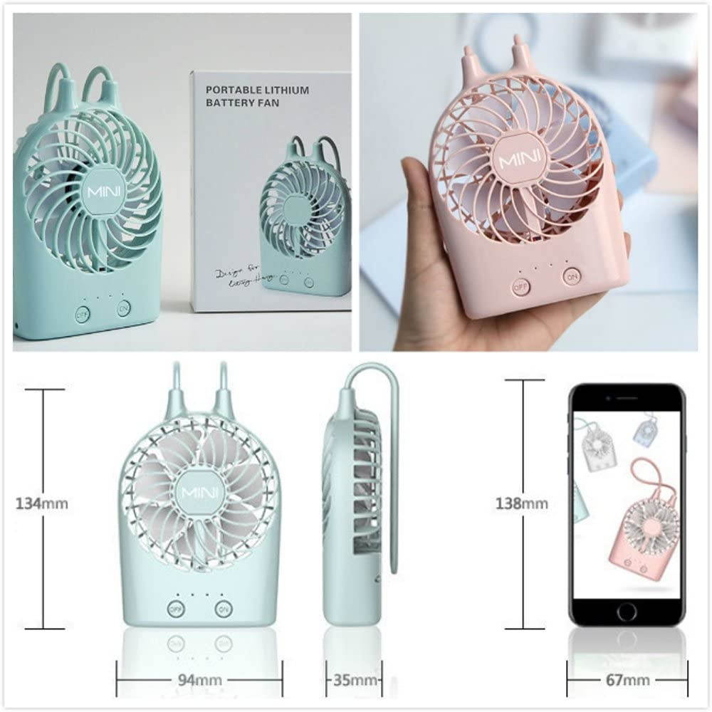 BXT LED Lighted Handheld Fan USB & Li-ion Battery Powered Mini Fan w/Cord,3 Speed Adjustable Rechargeable Summer Cooling Fan for Home,Dorm,Office,Camping,Hiking,Fishing,Walking,Picnic,BBQ,Shopping