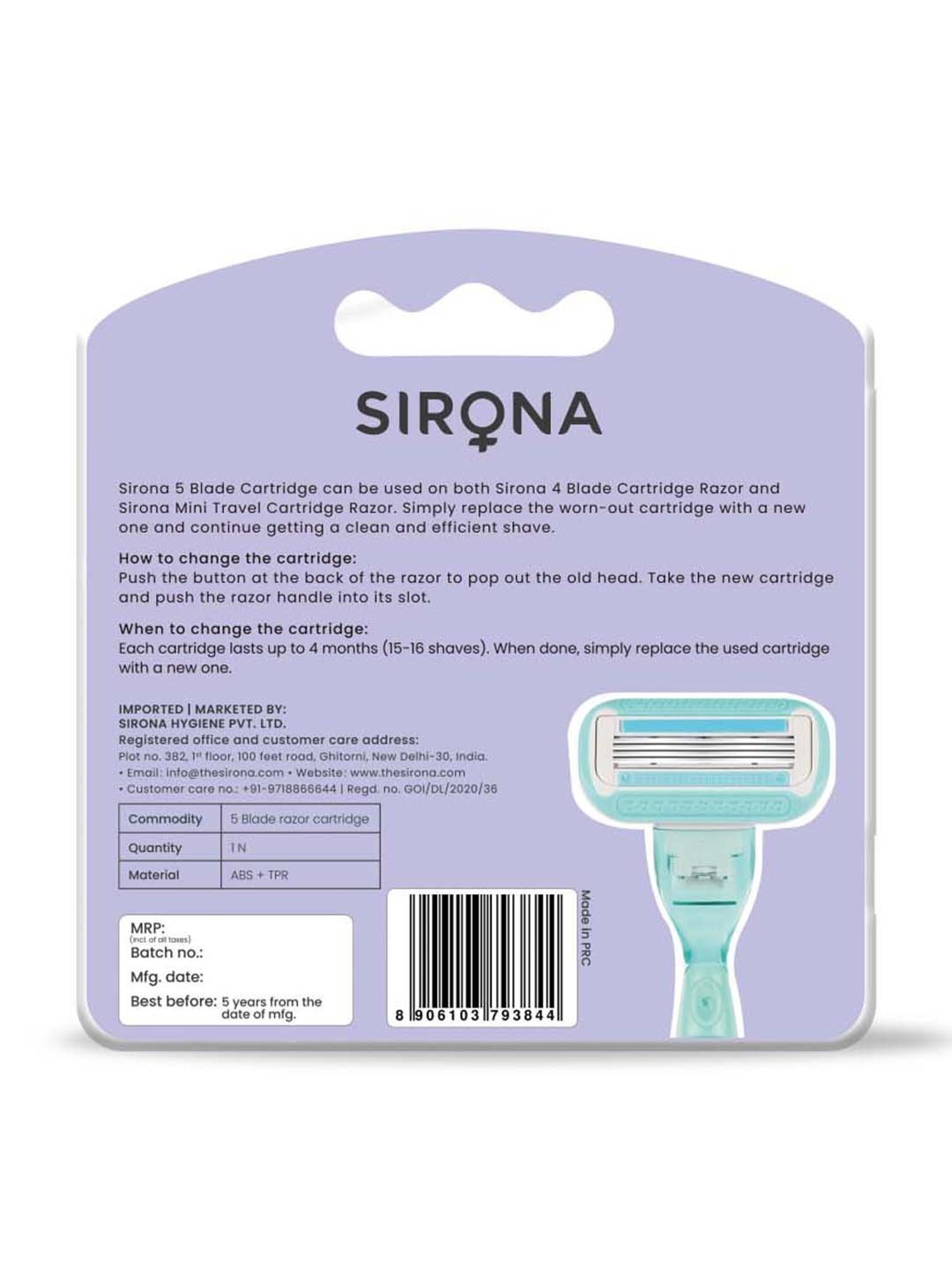 Sirona 5 Blades & 4 Blades Razor Cartridge - 2 Pcs