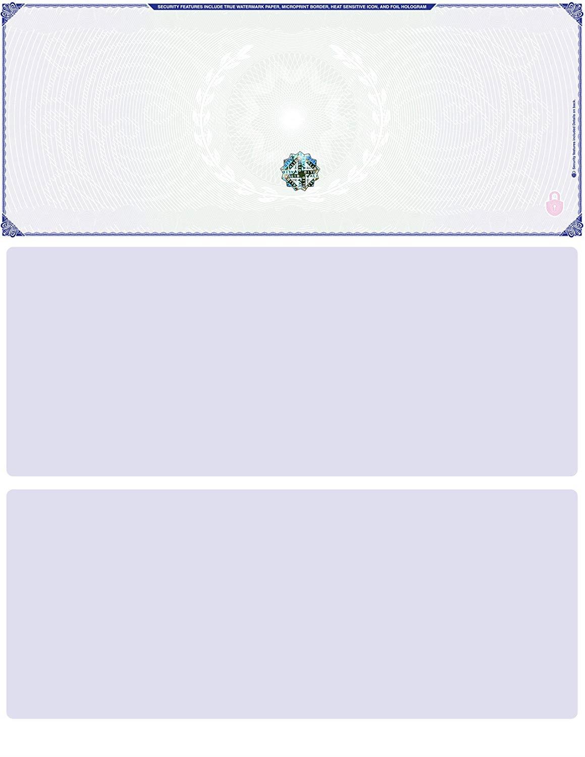 500 Sheets / Top Style Blank Hologram Computer Checks (Blue Green)