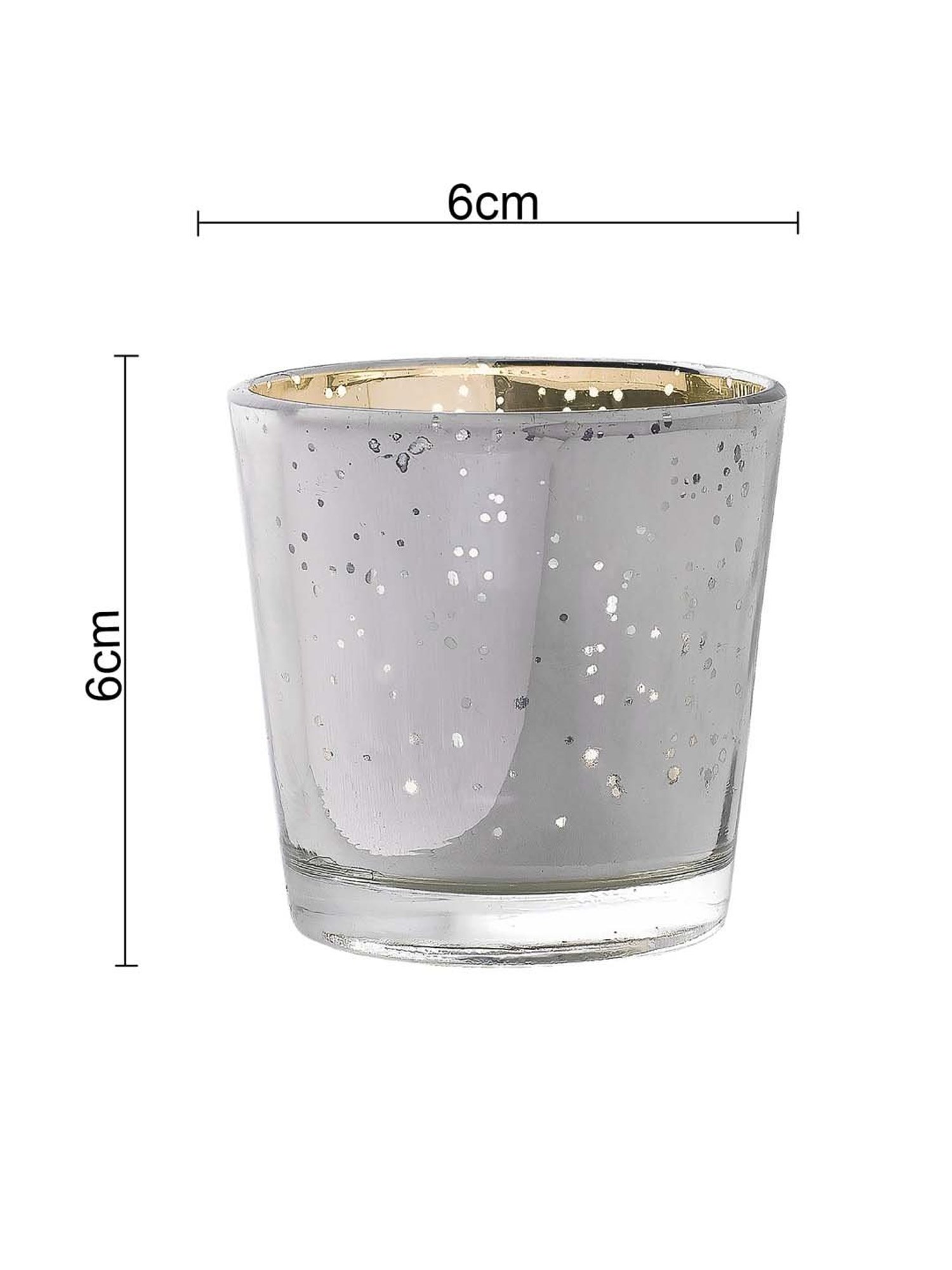 Homesake 'Christmas' Silver Glass Candle Holder With Tea Light - Set of 6