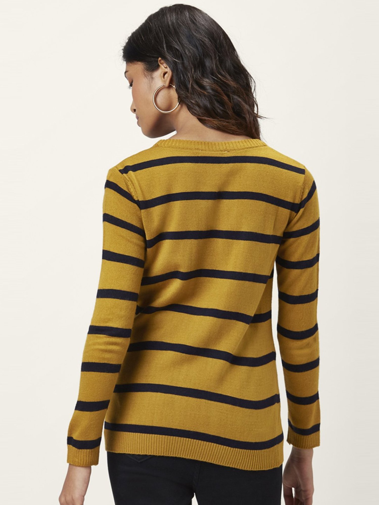 Honey by Pantaloons Mustard Striped Sweater