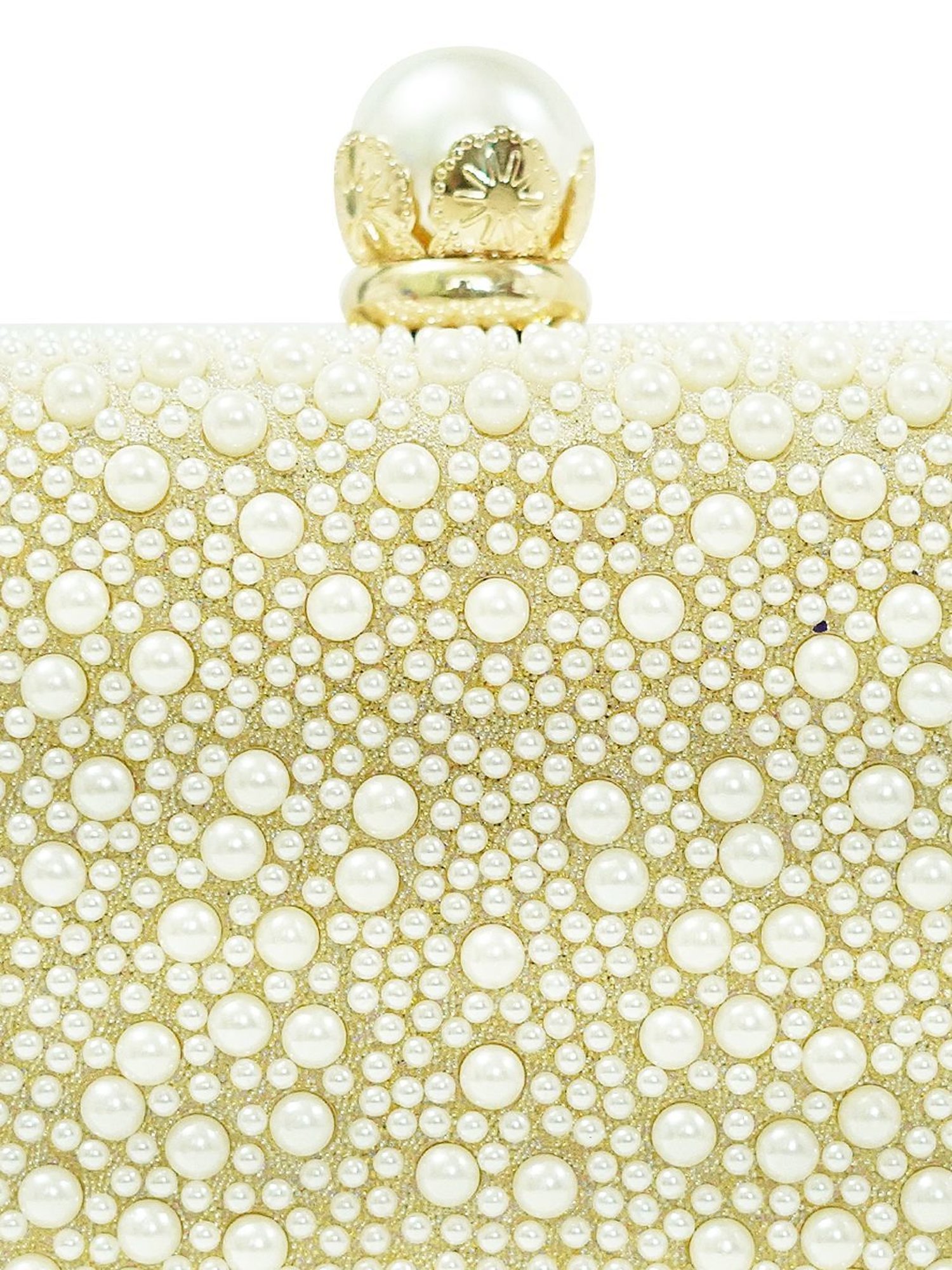 Horra Cream Embellished Clutch