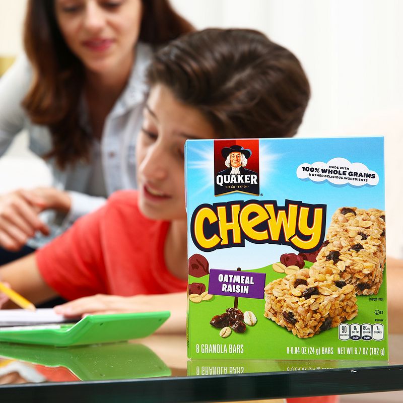 Quaker Chewy 90 Calories Low Fat Oat Meal Raisin Granola Bars - 8ct