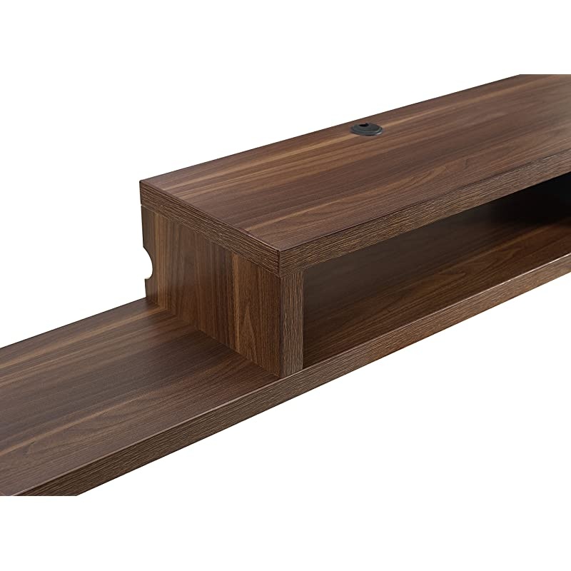 Asymmetrical Floating Wall Mounted TV Console Columbian Walnut 60inch