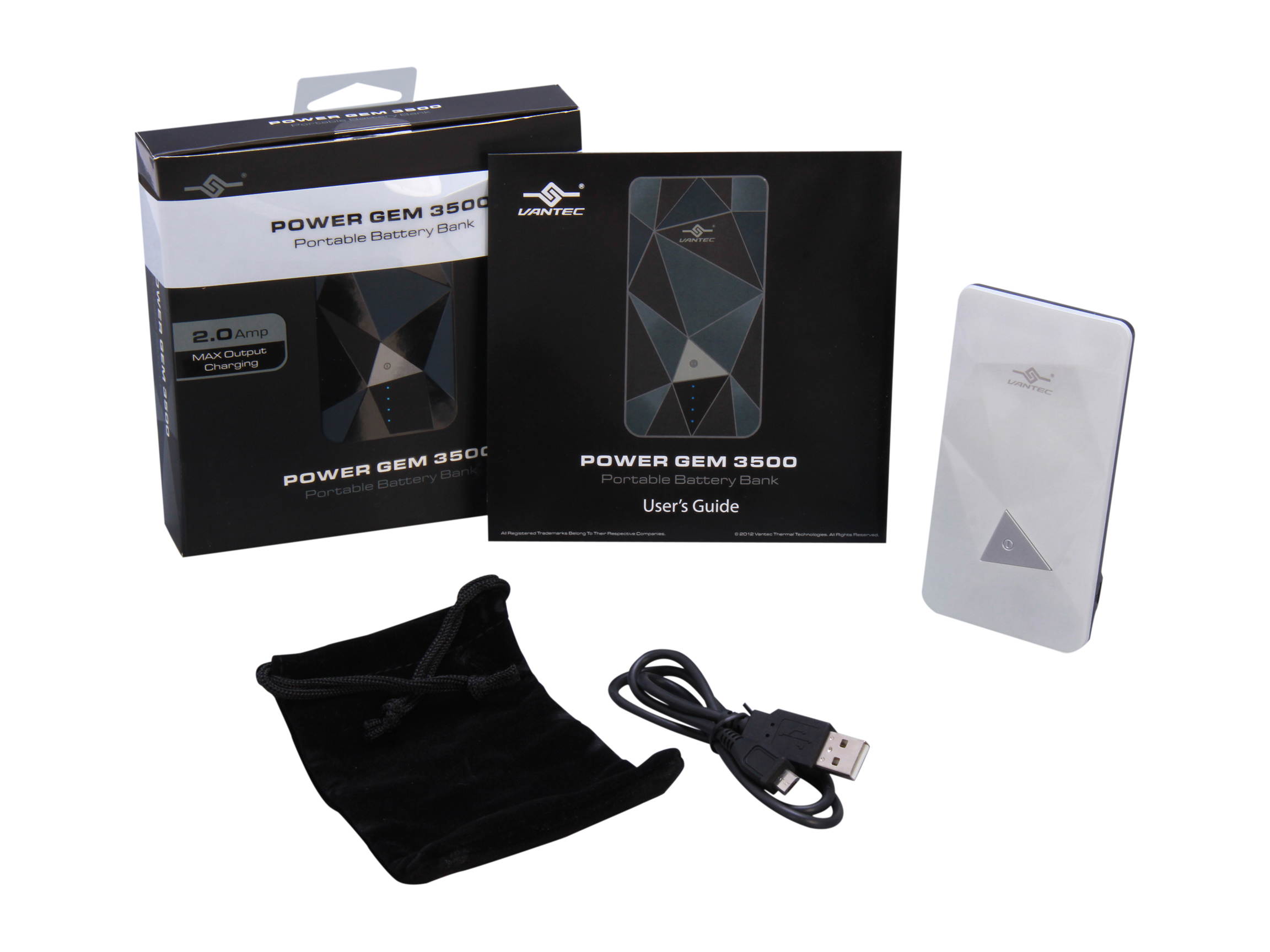 Vantec Power Gem White 3500 mAh Rechargeable Portable Battery VAN-350BB-WH