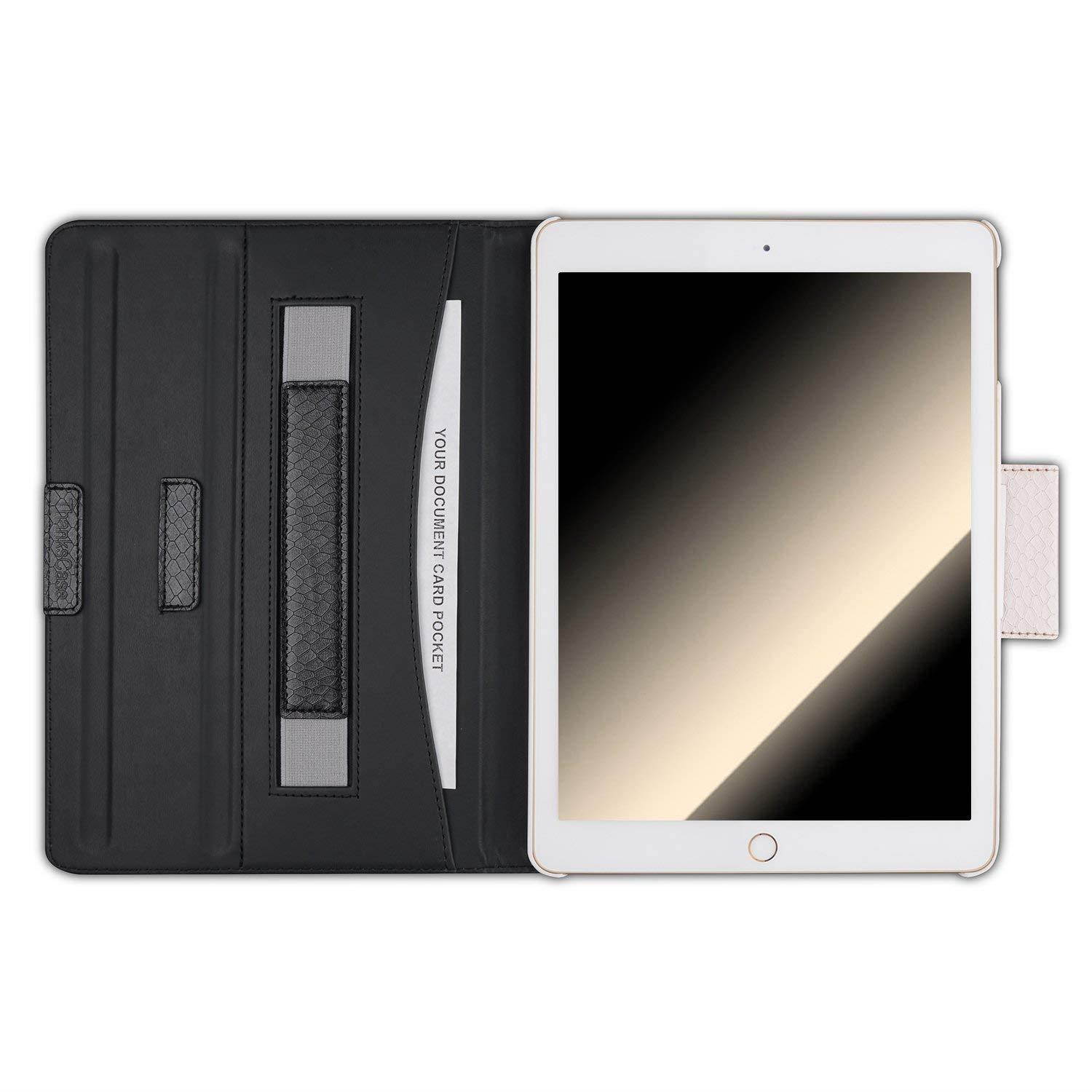 iPad Pro 10.5 Case,Thankscase Rotating Case Cover for iPad Pro 10.5 with Wallet Pocket with Hand Strap with Auto Sleep/Wake for New iPad Pro 10.5 inch 2017 Release (Black Champagne)