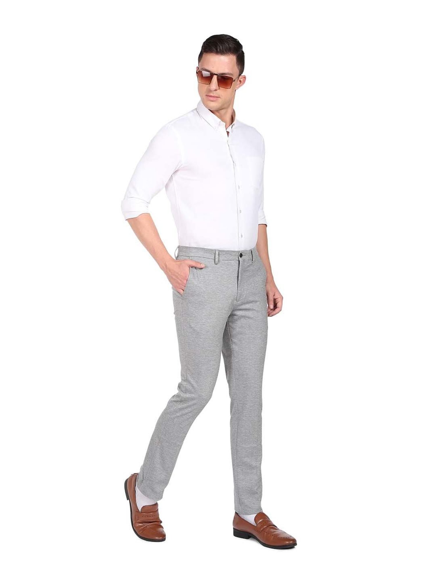 Arrow Navy Regular Fit Trousers