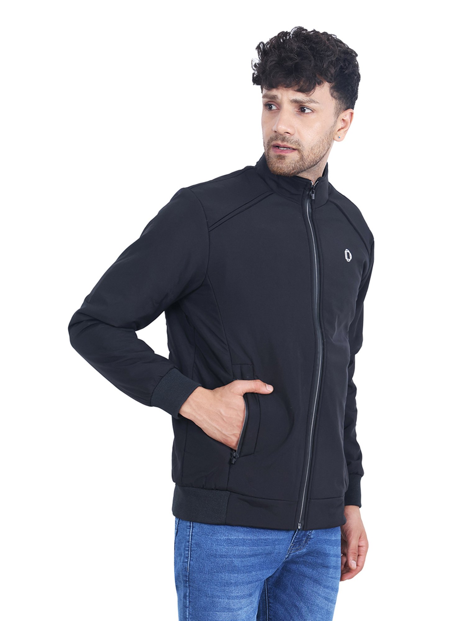 Dollar Black Regular Fit High Neck Jacket