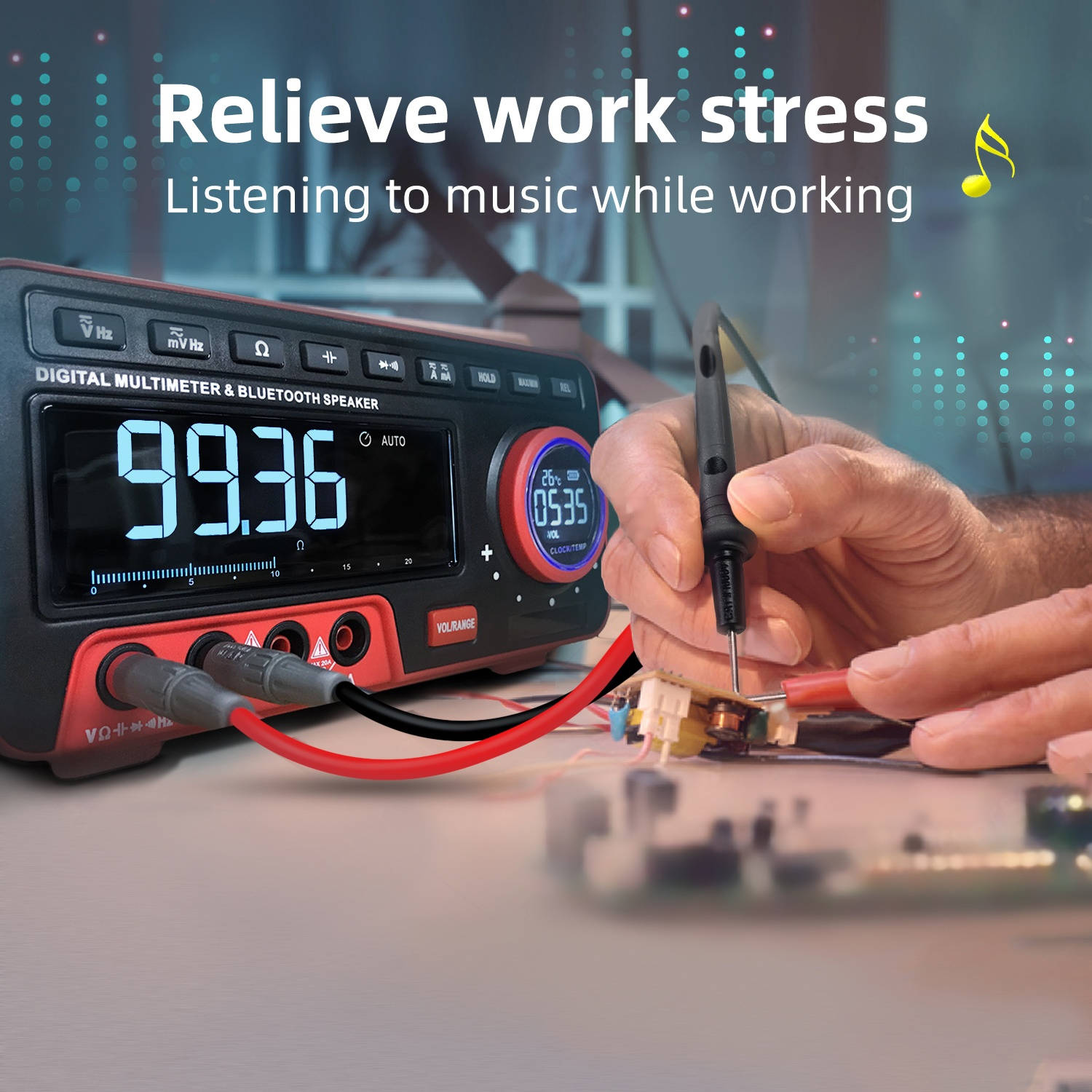 BSIDE 19999 Counts Multi-function Multimeter True RMS Digital Multimeter DC/AC Voltage and Current Meter with LCD Display Measuring AC/DC Voltage Frequency Resistance Capacitance Measure Continuity