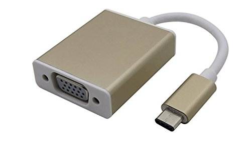 GPK Systems USB Type C VGA Adapter, Bosjett USB 3.1 Type C Reversible (USB-C) to VGA HDTV AV TV Cable for New Macbook 12 inch 2015, Asus Zen AiO (Aluminium Alloy - Golden)