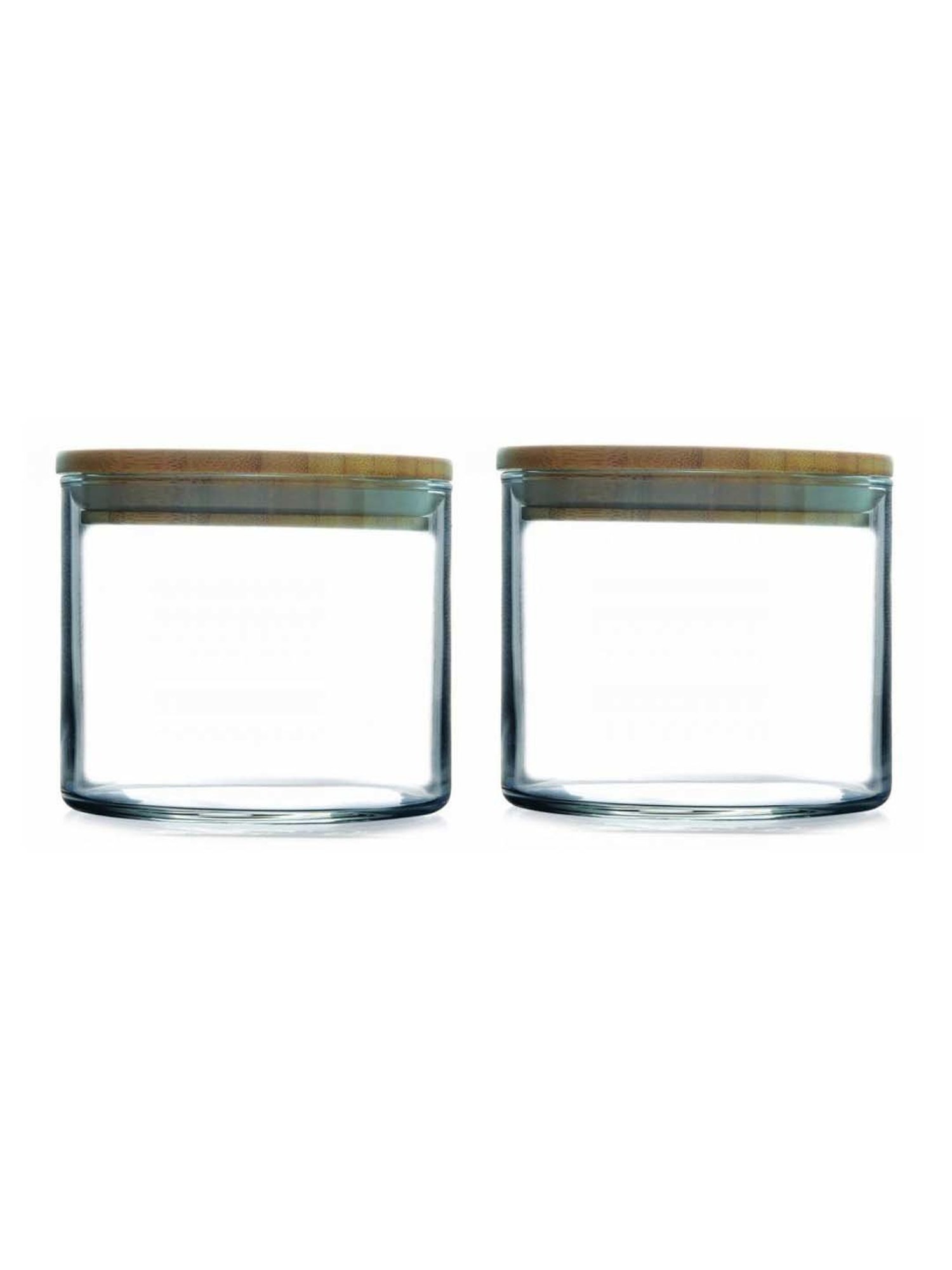 Pasabahce Transparent Bamboo Jar With Wooden Lid (0.7 L) - Set of 2
