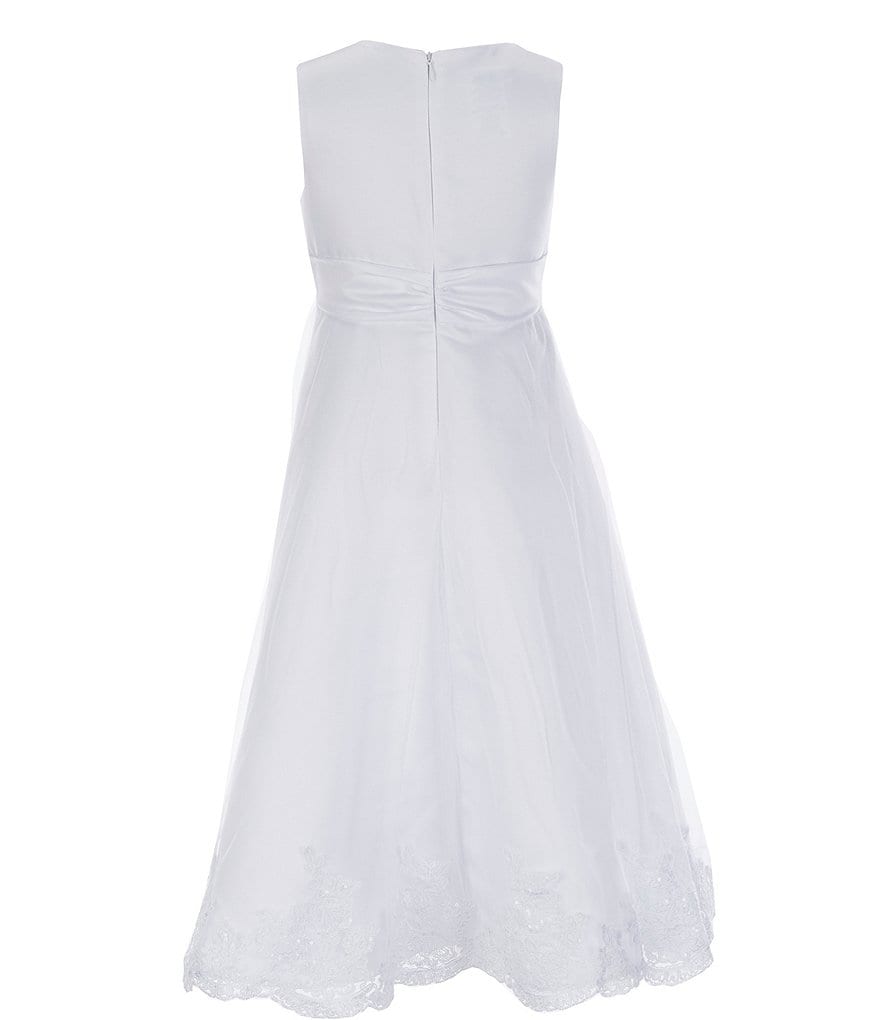 Us Angels Big Girls 6-14 Cap-Sleeve Lace Beaded Mesh Communion Dress