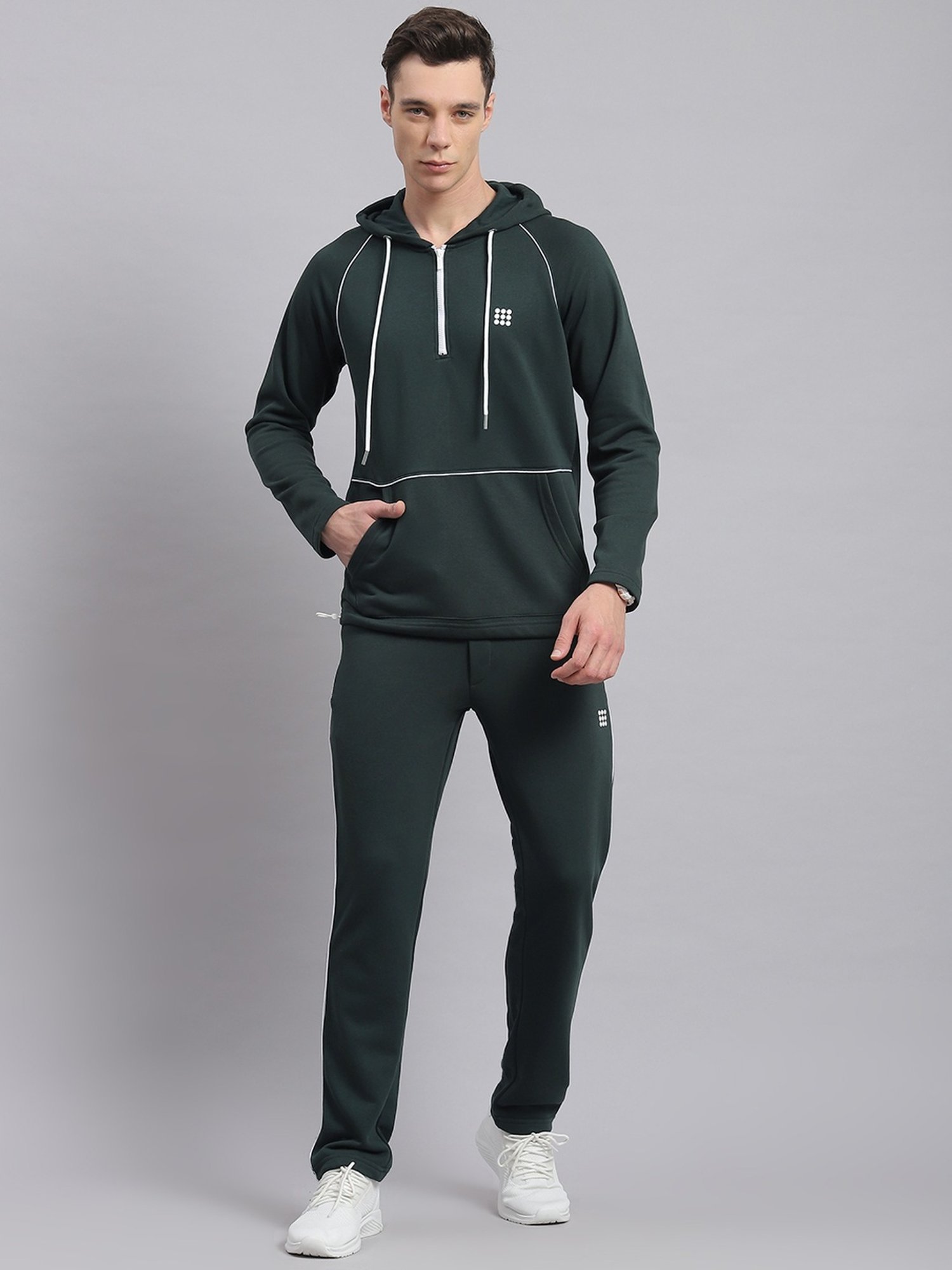 Rock.it Bottle Green Regular Fit Striped Tracksuit
