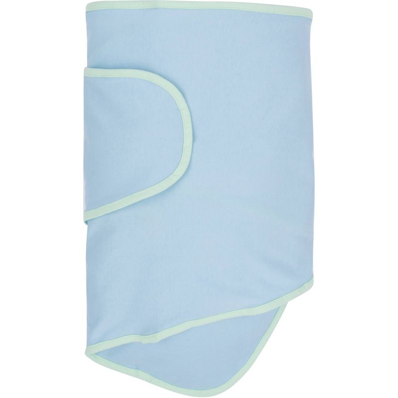 Miracle Blanket Swaddle Blanket Wrap - Blue with Green Trim