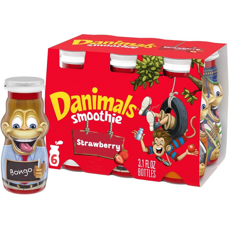 Dannon Danimals Strawberry Yogurt Kids' Smoothie Drinks - 6pk/3.1 fl oz bottles