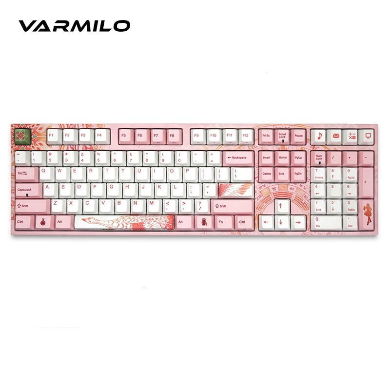 Varmilo  Ergonomic Design, Cool Exterior  108 Keys USB Wired Cable Detachable Cherry MX  Mechanical Gaming  Keyboard   For Office And Game, PBT Keycaps - VA108M Cen Ying Verison