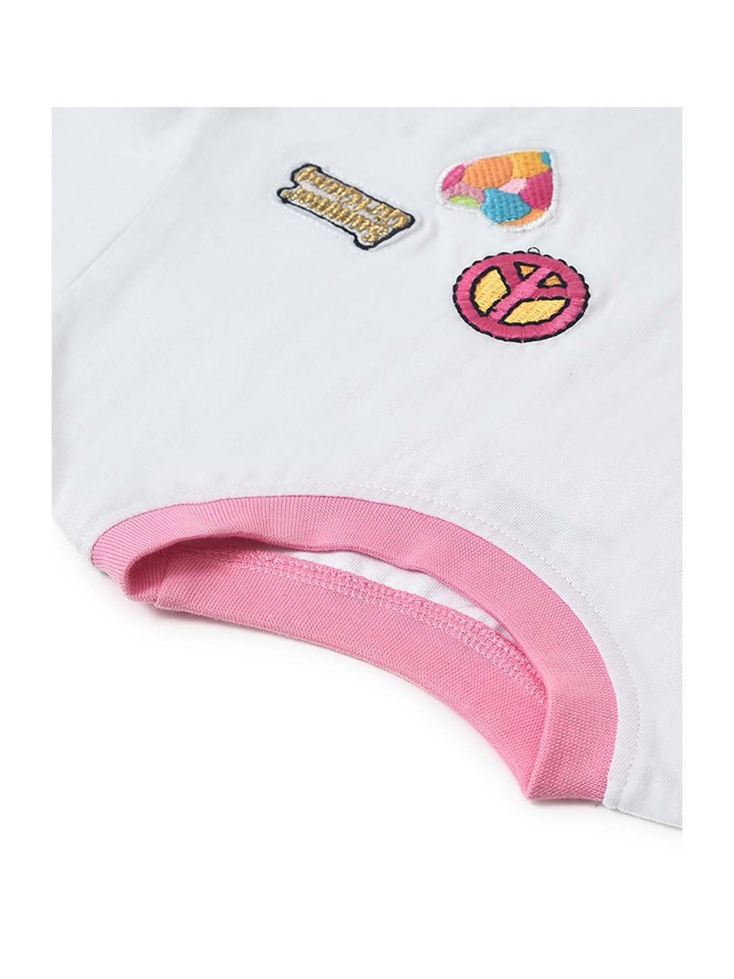 MiArcus Kids White & Pink Printed T-Shirt