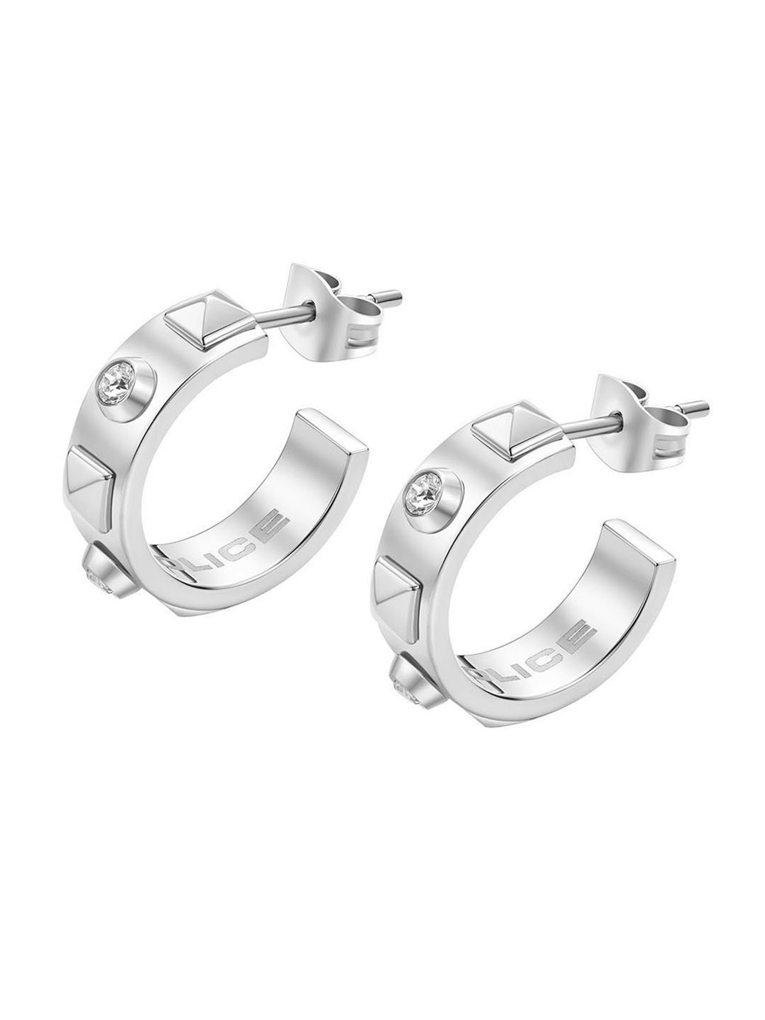 Police Fizzy Silver Hoop Earrings for Women